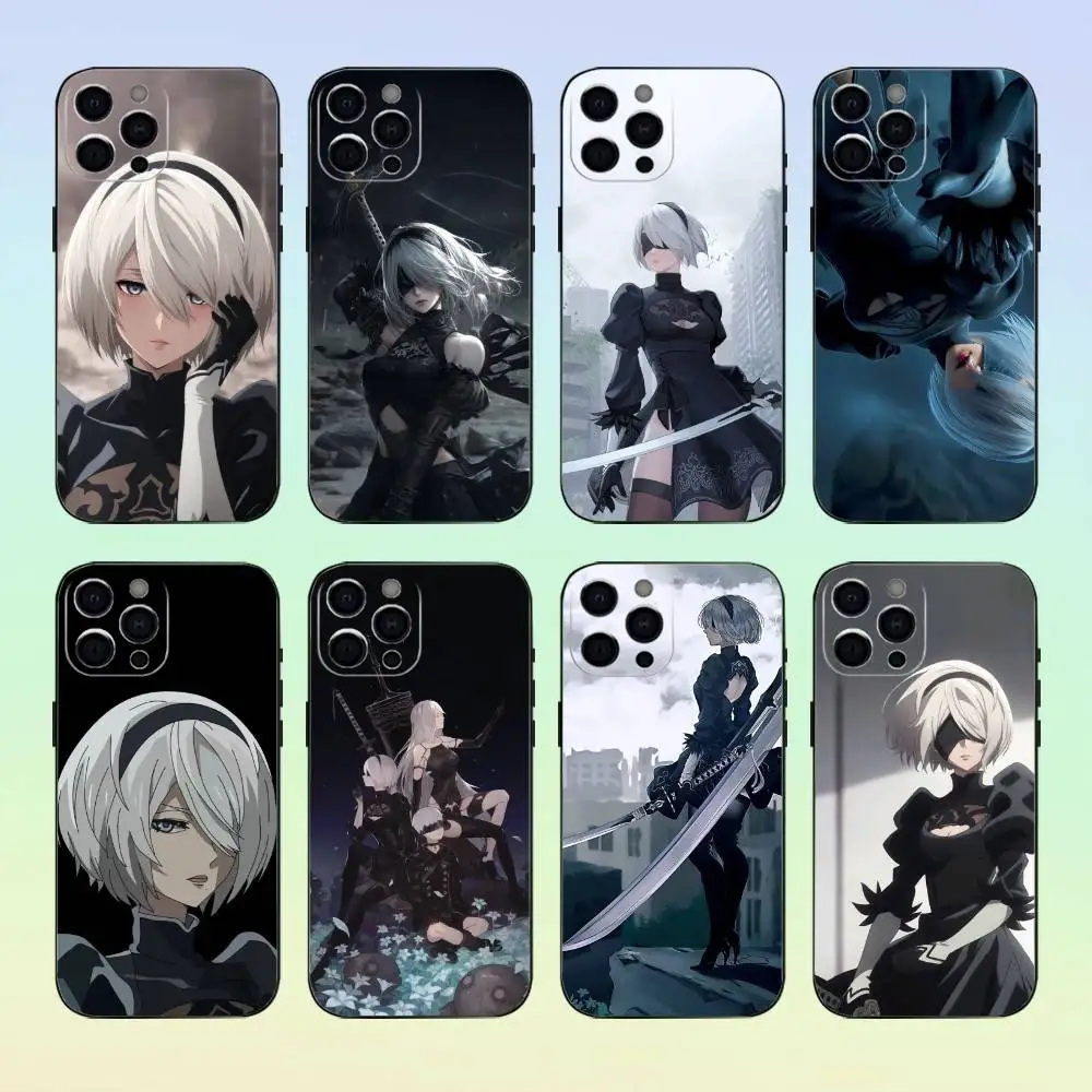 

Shockproof Game N-NieR Automata 2B Phone Case For iPhone 17, 16,15,14,13,12,11, Others Soft Silicone Black Cover