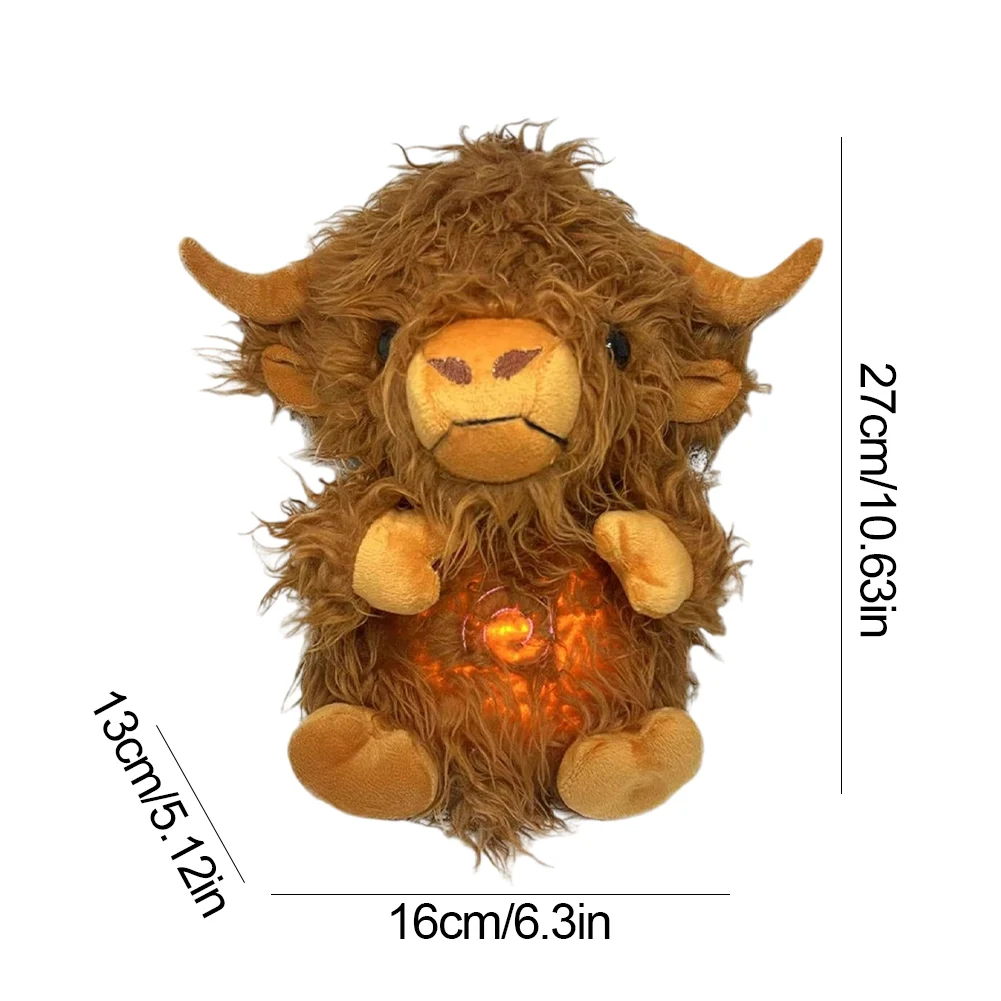 لعبة موسيقية مهدئة للأطفال على شكل بقرة هايلاند مع حركة تنفس وصوت وإضاءة بـ4 مستويات للنوم