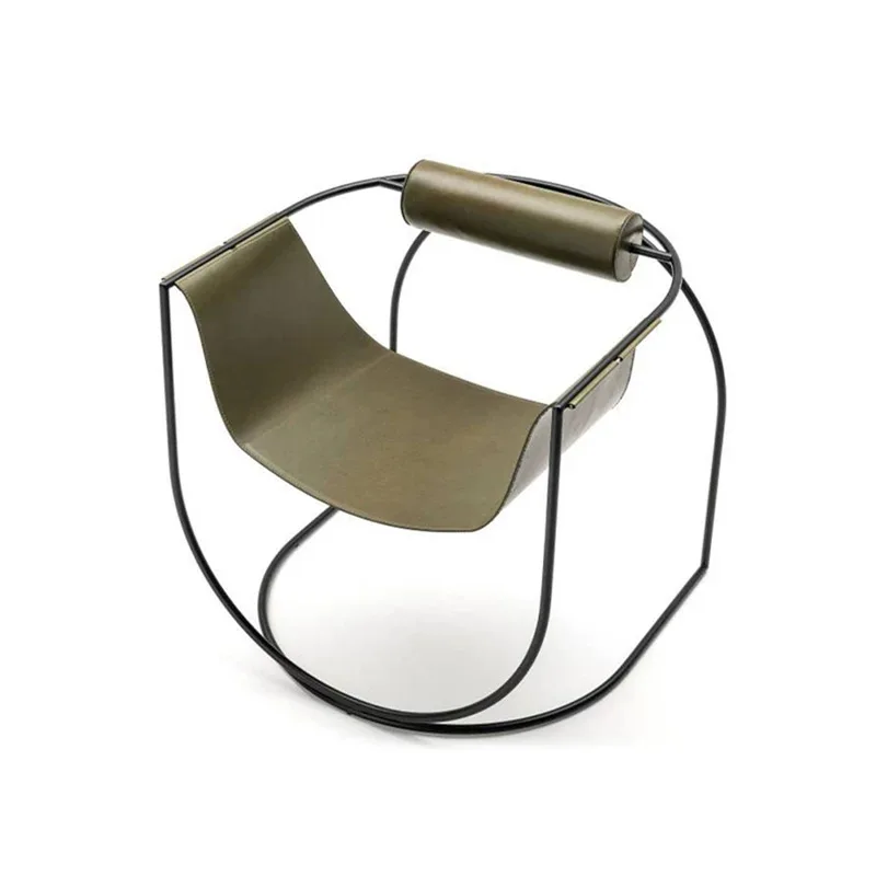 Designer special-shaped chair stainless steel leather chair home silent wind furniture minimalist antique chair