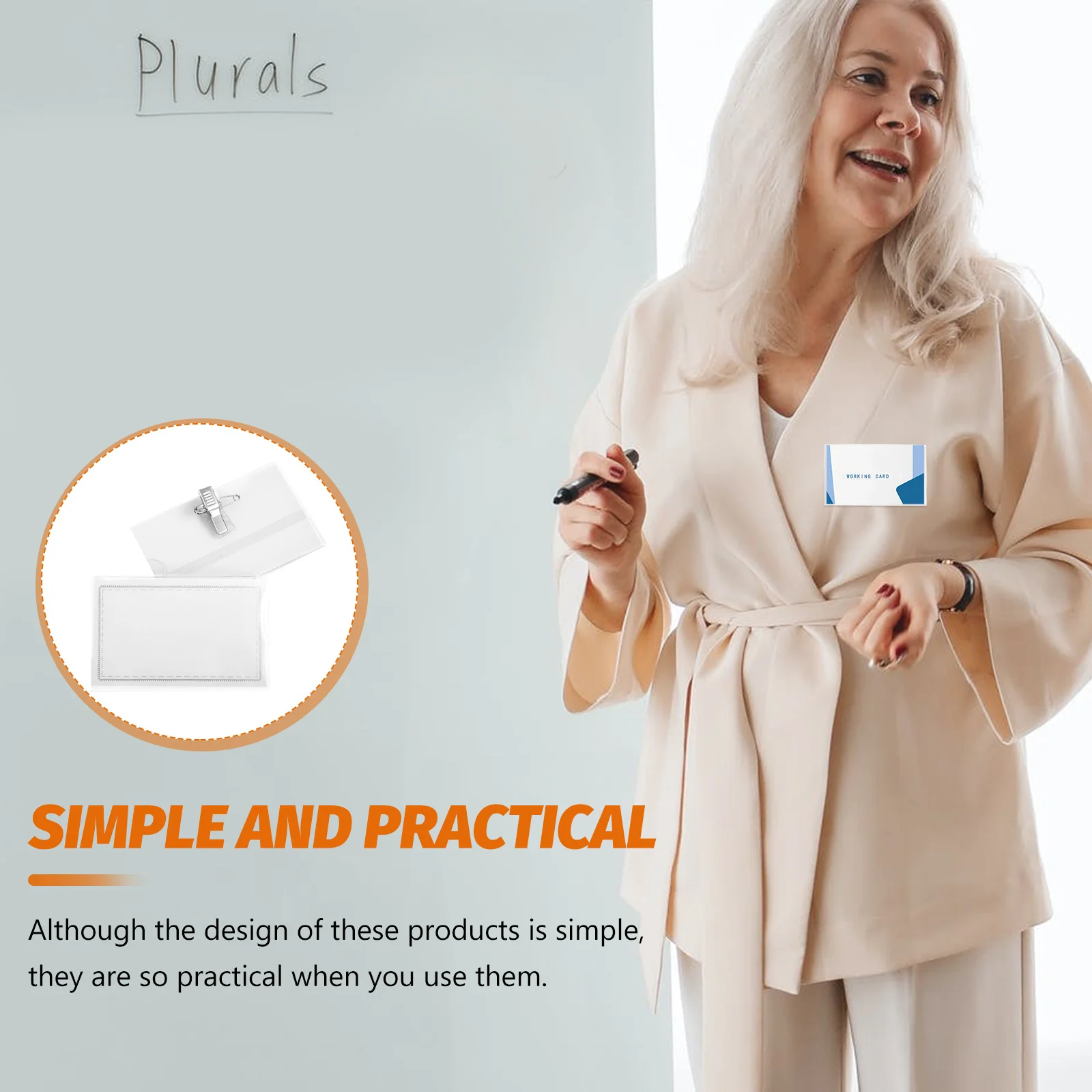 

50Pcs PVC Name Badge Holders Premium Clear Id Badge Cases for School Office Employee Work Permit Student Name Cards Holder