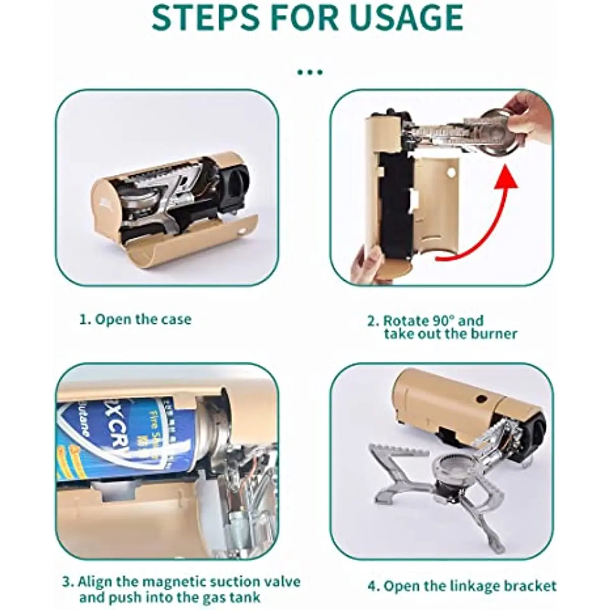 موقد غاز خارجي من الفولاذ المقاوم للصدأ غاز البترول المسال موقد صغير قابل للطي من البيوتان تجهيزات المطابخ المحمولة للتخييم والتنزه