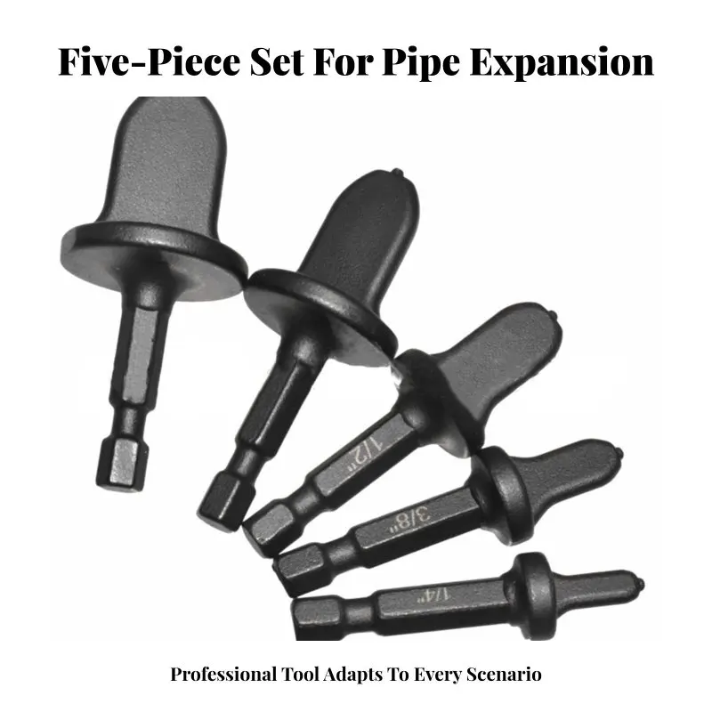 5 Pieces Hex Shank Tube Enlarger Set Fast-Swap Compatible Copper Pipe Swaging Tool Bits Copper Pipe Swaging Drill Accessory