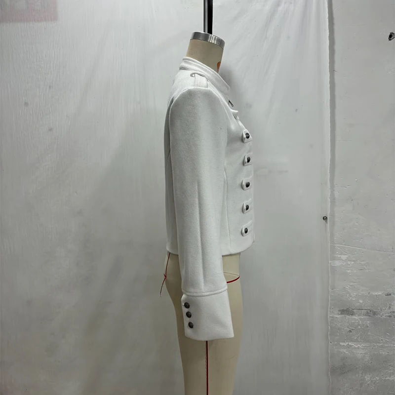 Napoleon Militär-Kurzjacke für Damen, Mehrfarbige Metall-Longsleeve-Jacken, Vintage-Oberbekleidung, Lässiger Schlanker Kurzmantel – Detail 10