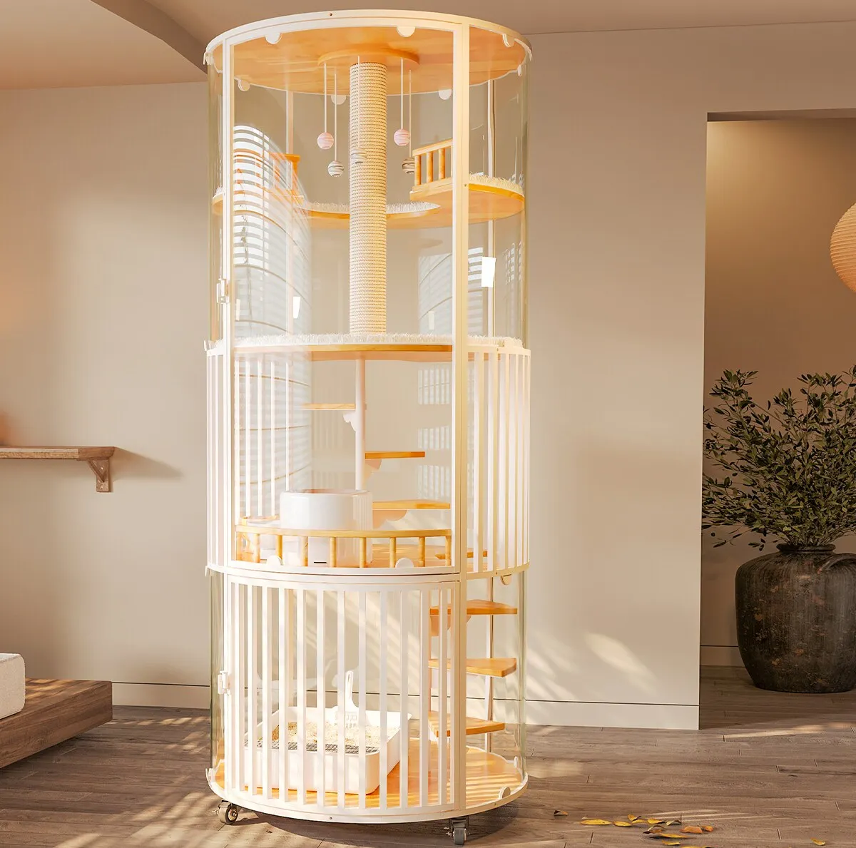 

Панорамная вилла-когтеточка It World Sky City: Большая роскошная клетка для кошек, домашний демонстрационный шкаф, интегрированное гнездо для кошек
