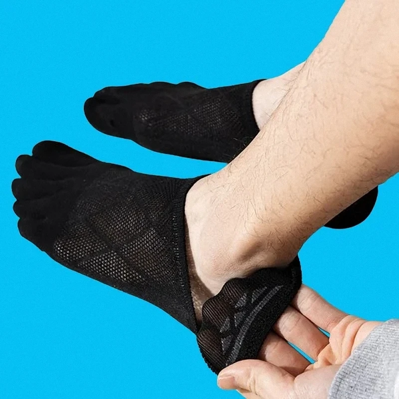 Meias finas e respiráveis de cinco dedos masculinas, meias esportivas Split Toe, meias absorventes de suor de malha, novo, 5 pares, 10 pares, 2024