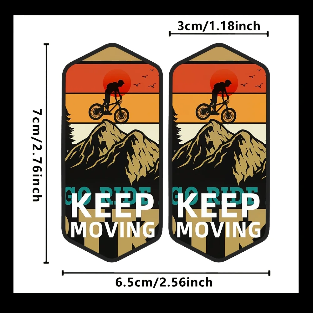 1set Keep Moving Mountain Bike Graphic Vinyl Stickers Waterproof Decals for Bicycle Frame Decor