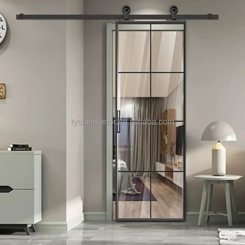 Custom.Quality شريحة معدنية في الهواء الطلق خزانة باب منزلق بني لتغطية سياج ضيق حوض الاستحمام باب منزلق