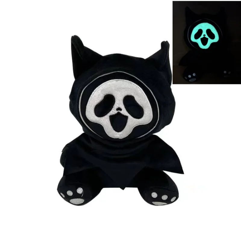 New 23cm Grim Reaper Plush Toy Scream Halloween Room Decoration Haunted House Scene Decoration Luminous Doll Halloween Gift