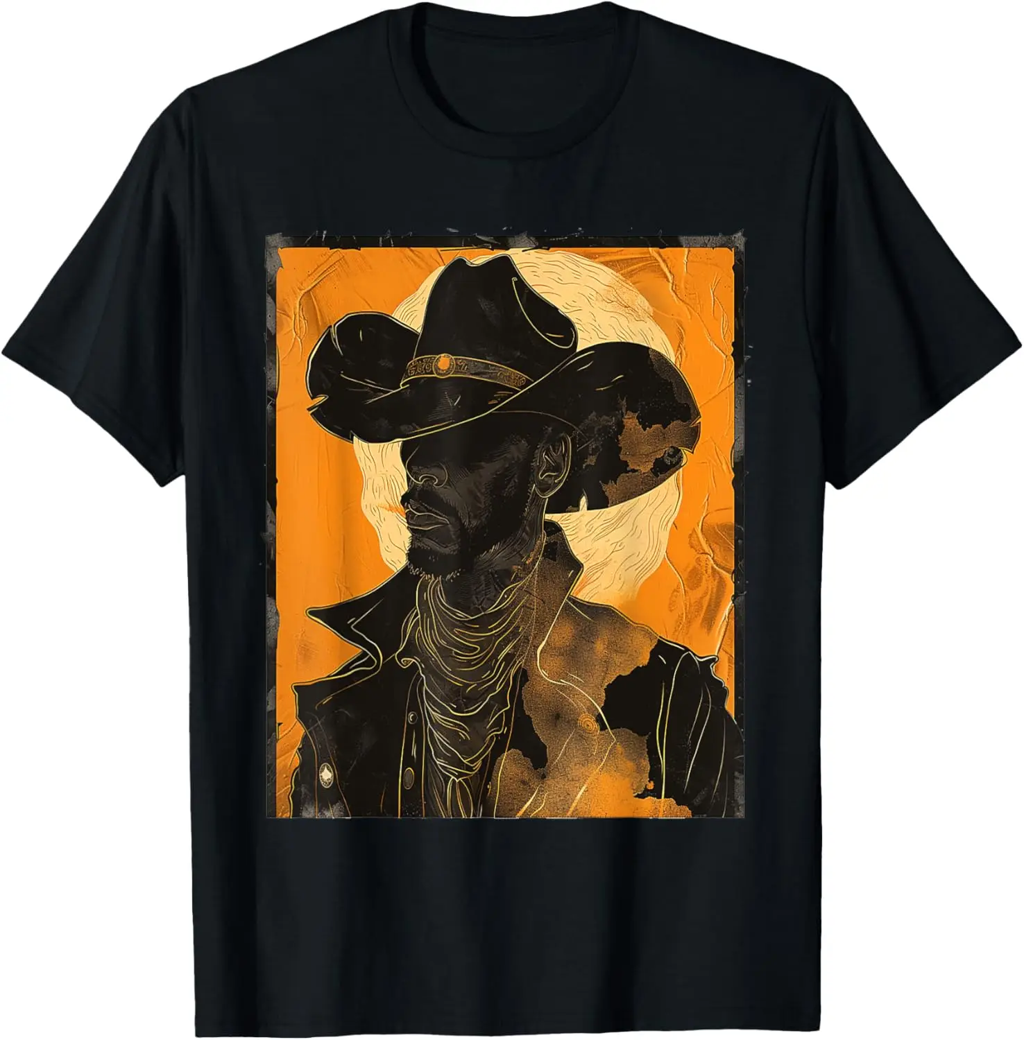 

Young Black Western Retro Cowboy Wearing Hat Melanin Art T-Shirt