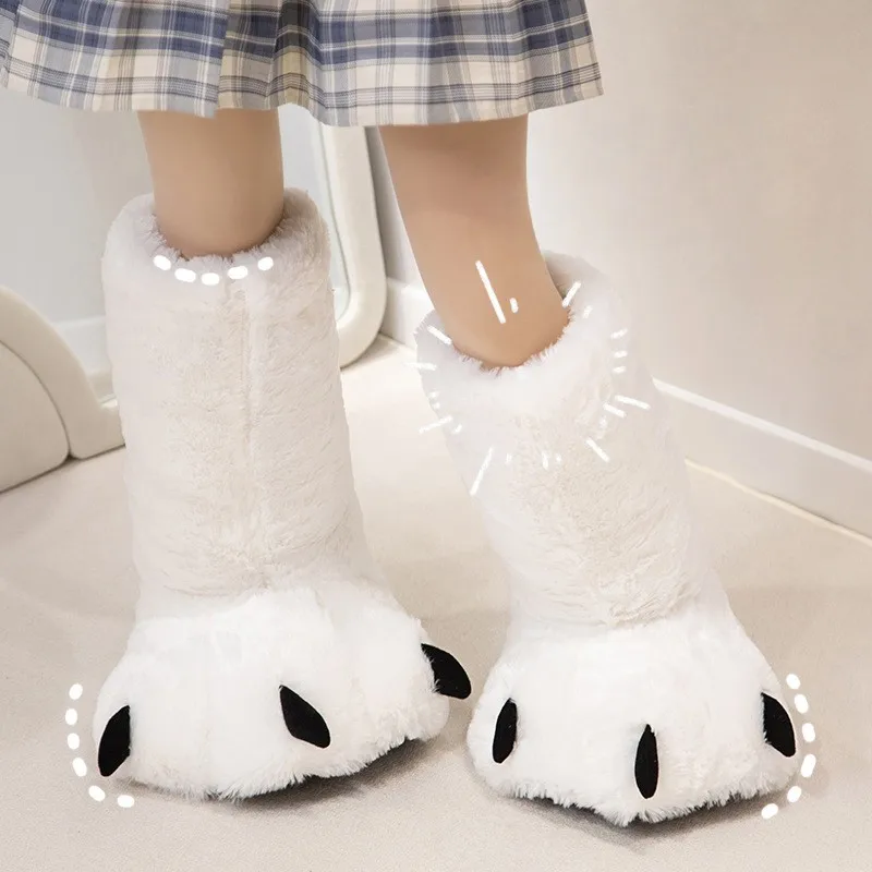 Women Snow Boots Plush Soft Wearable Animal Claw Boots Cosplay Props Warm Boots Cosplay Costume Shoes Carnival Party Men Women