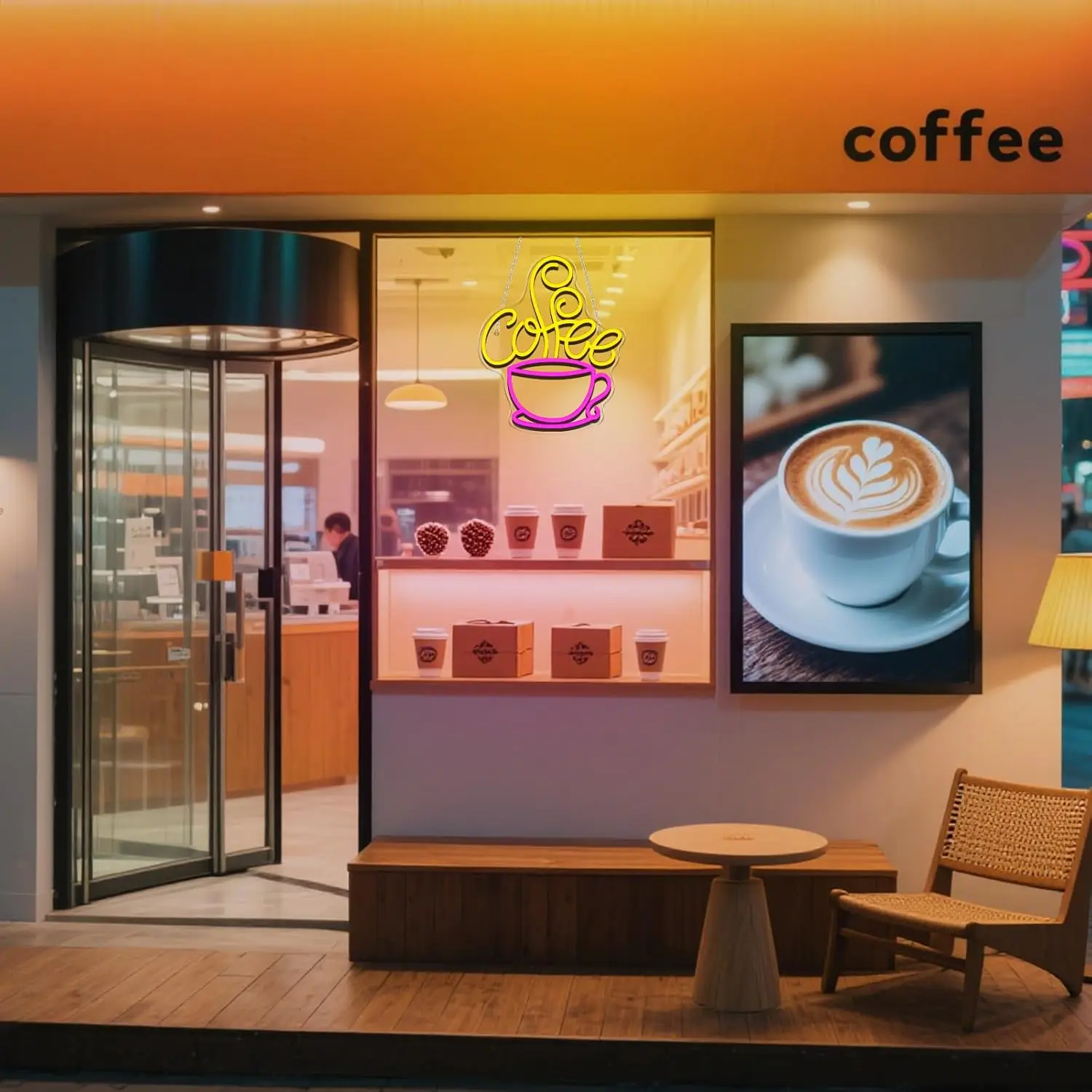 Kaffee-Neonschild, USB, dimmbar, LED-Neonlicht für Küche, Café, Bar, Bereich, Café, Lounge, Heimdekoration, ästhetische Wandleuchte