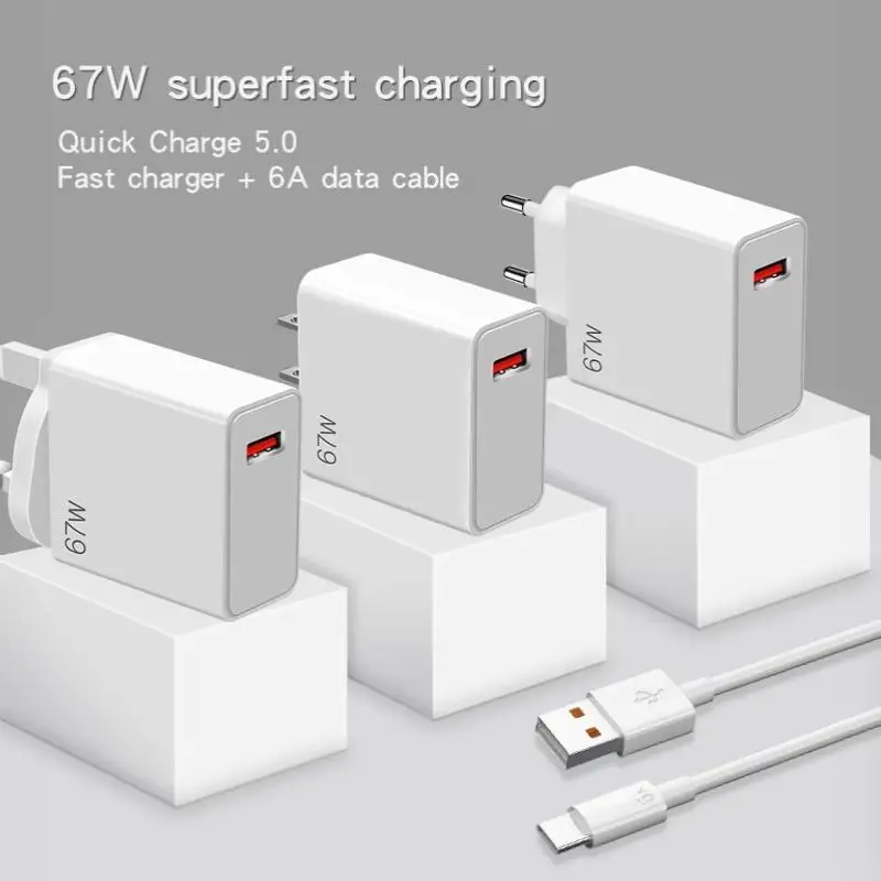 67W USB C Quick Charging Charger 6A Durable Type C Cable for All Type C Smart Phones Home Daily Use