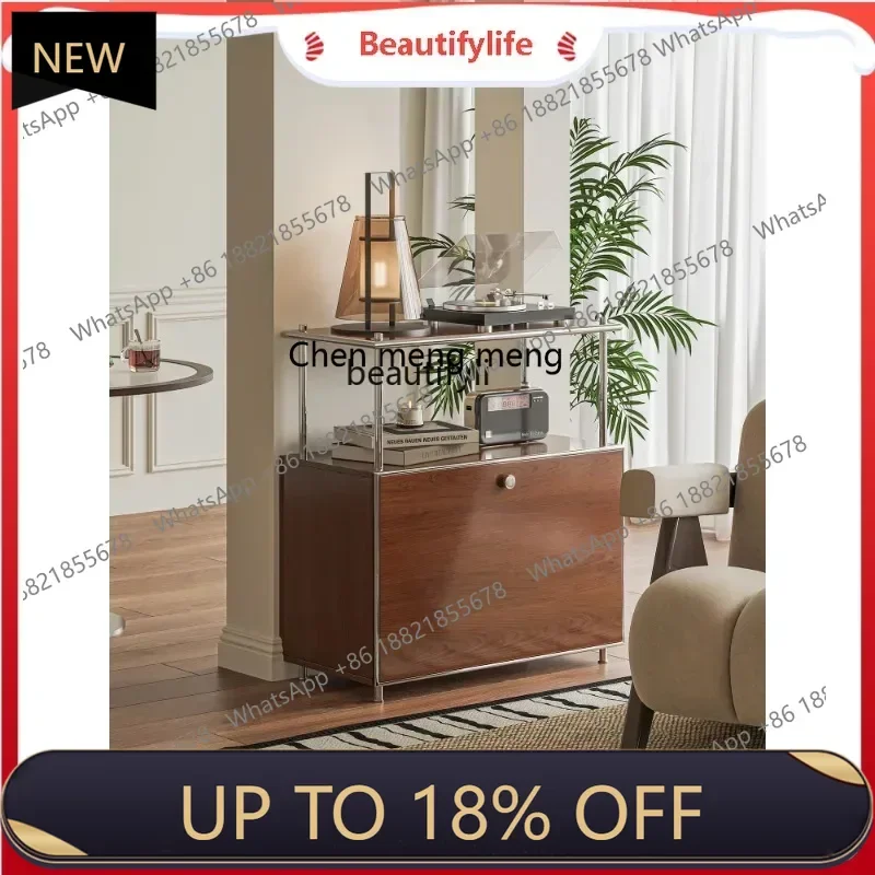 

P178 Vintage Style Designer Solid Wood Sideboard Cabinet Living Room Wall Side Cabinet Simple Metal Storage Cabinet