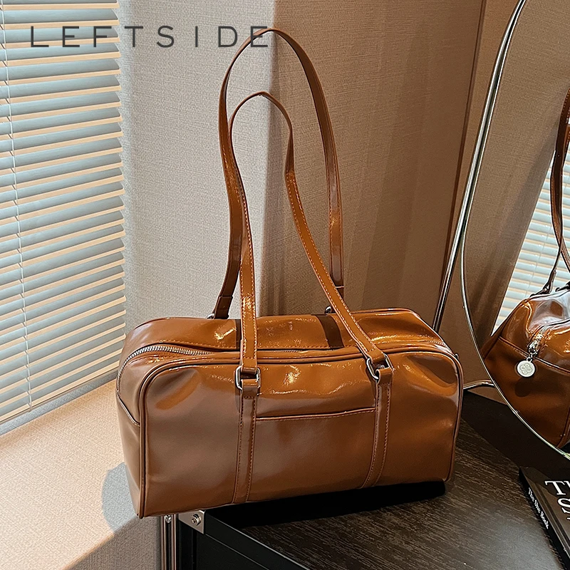 

Левая сторона, женская маленькая однотонная сумка из искусственной кожи, зимняя сумка-тоут в стиле ретро 2025, роскошные дизайнерские трендовые женские сумки