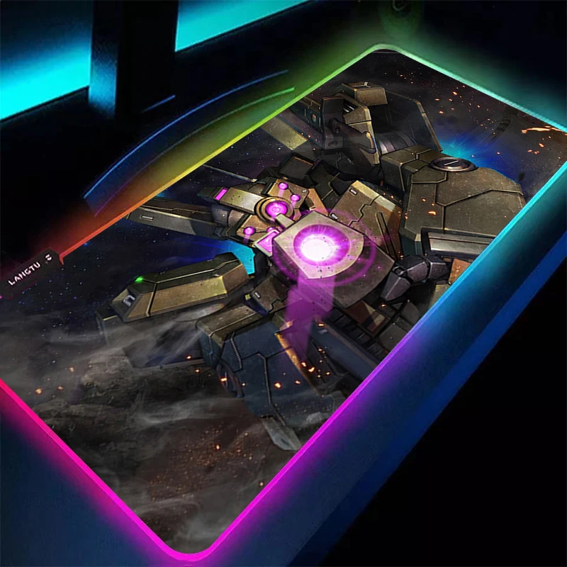 

RGB LED Mouse Pad Rubber Mousepad Computer Mechanical Warrior Gundam Gaming Accessories Keyboard Pad Decoracion Desk Mouse Mat