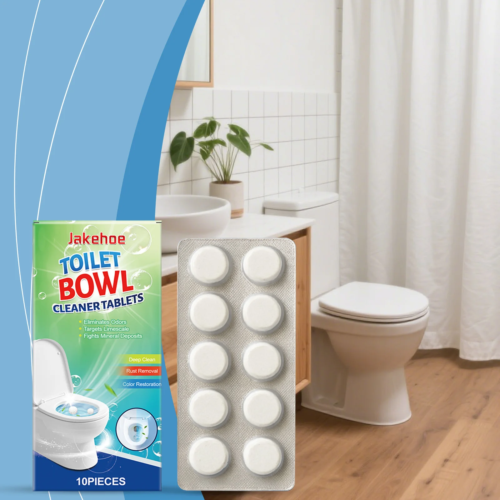 

Household Toilet Cleaning Effervescent Tablets - Aids Stain Removal, Reduces Odors, Boosts Freshness, Deep Cleans Gaps
