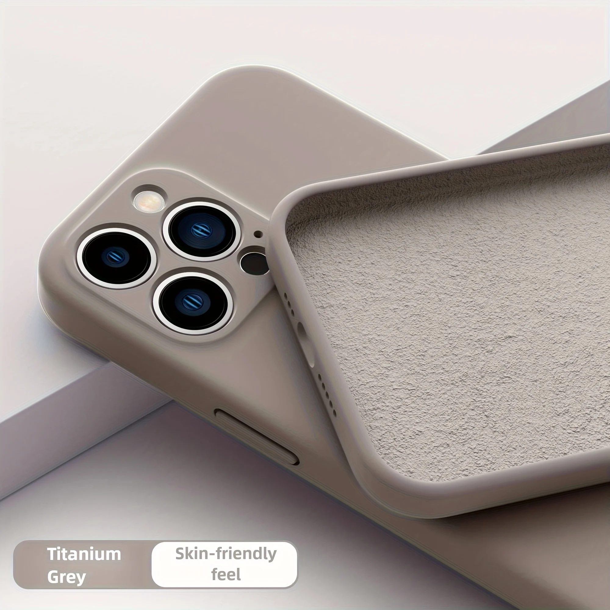 Luxuriöse Eingebaute Flanell Einfarbige Stoßfeste Handyhülle für iPhone 17, 16, 15, 14, 13 Pro Max Weiche TPU Rückseite – Detail 2