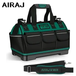 AIRAJ-Bolsa de herramientas para electricista, con tira reflectante, tela Oxford, resistente al desgaste, multibolsillo, impermeable, almacenamiento de mano, novedad de 2024