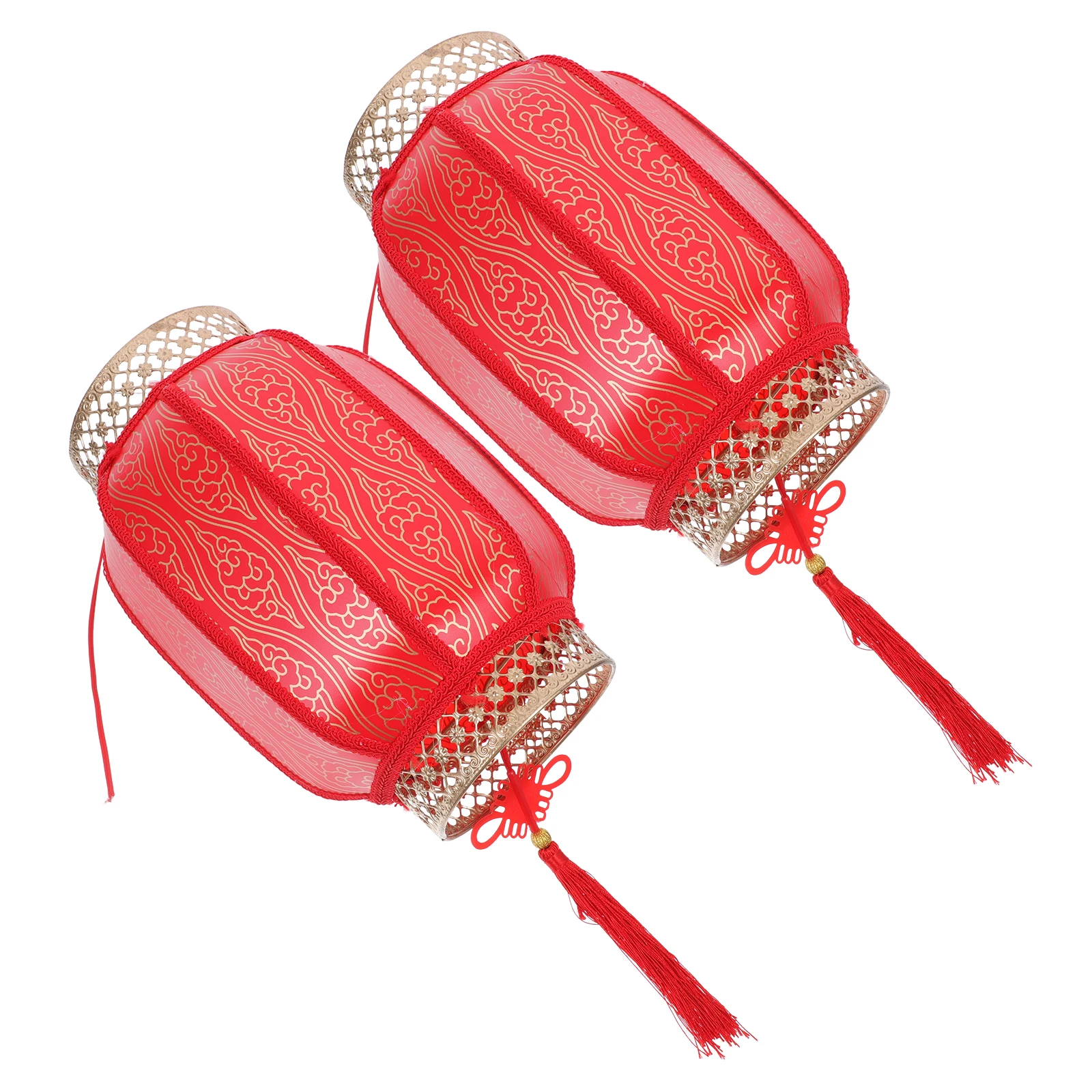 

2Pcs Vintage Style Ancient Peeling Lantern Glowing Portable Delicate Festival Lantern Chinese New Year Hanging Ornament