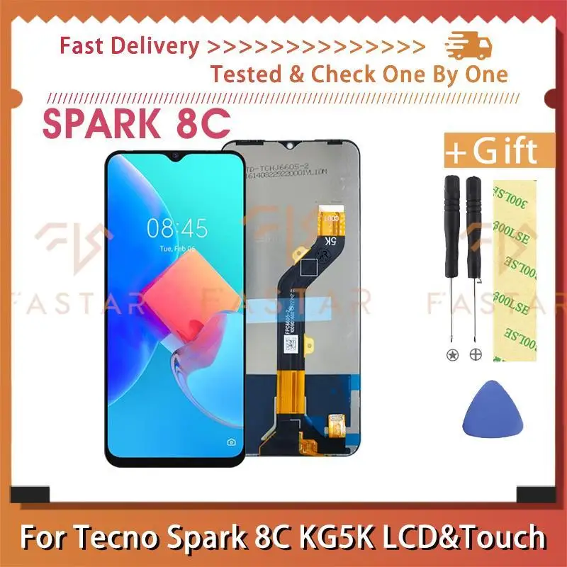 

KG5k 6.6"Original For Tecno Spark 8C LCD KG5k KG5j KG5n Lcd Display Touch Screen Digitizer Assembly Replacement Spark8c lcd