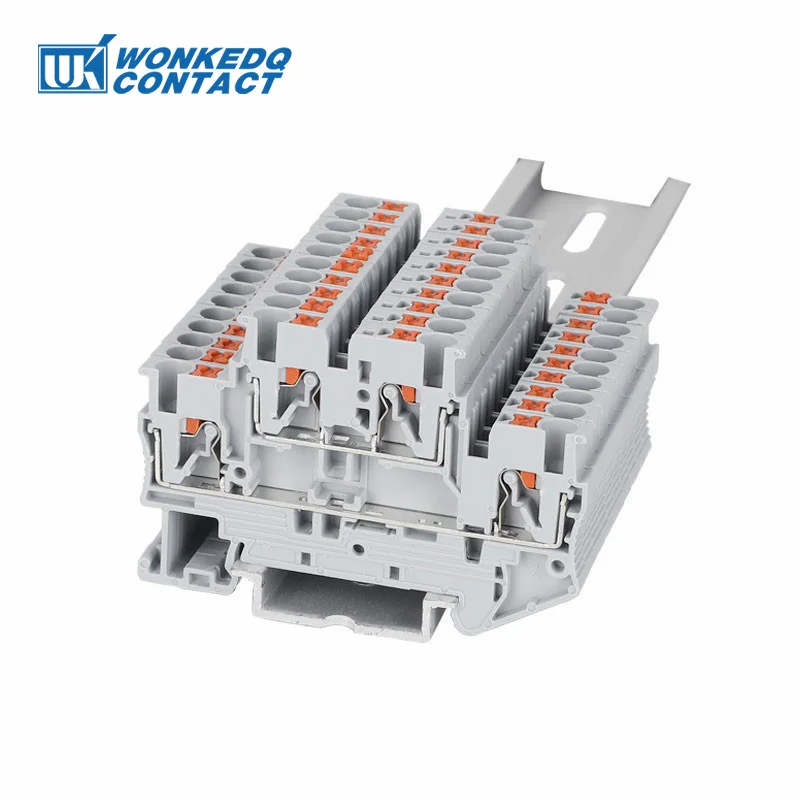 5Pcs PTTB 1,5/S-PE Boden Doppel Ebene Terminal Block Din-schiene Push-in Leiter PT 1,5mm2 draht Stecker Elektrische PTTB1,5-PE – Detail 12