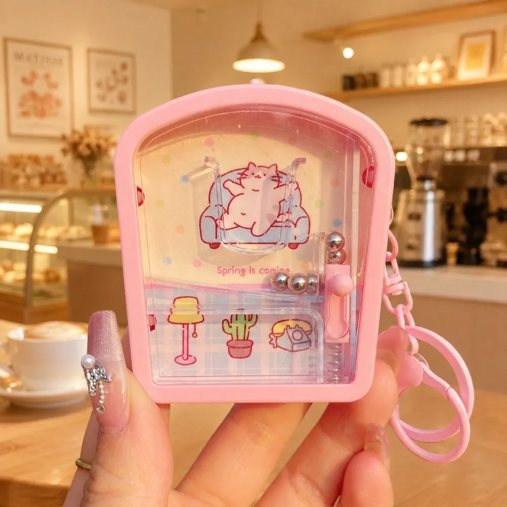 Cartoon Hanging Pendant Game Console Keychain Play Game Brain-boosting Marble Game Key Chain Luminous Key Ring Kids