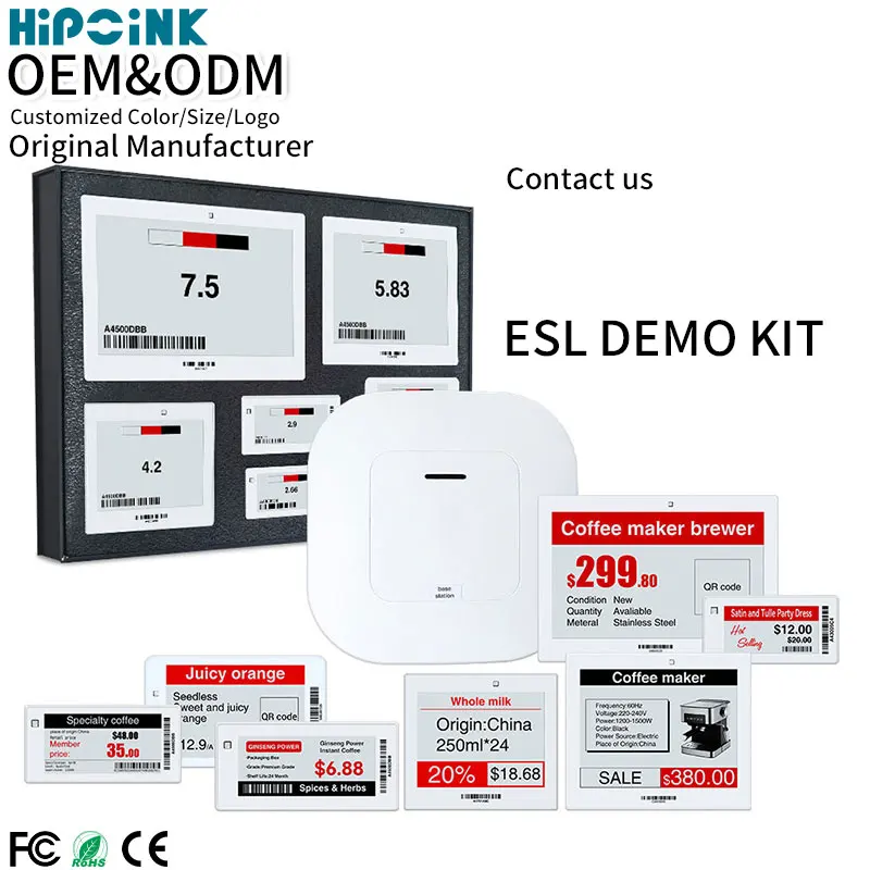 

Hipoink E-Paper E-ink Оригинальный производитель 3-цветная система ESL Регулируемая электронная этикетка на полке для супермаркета Цифровая ценник