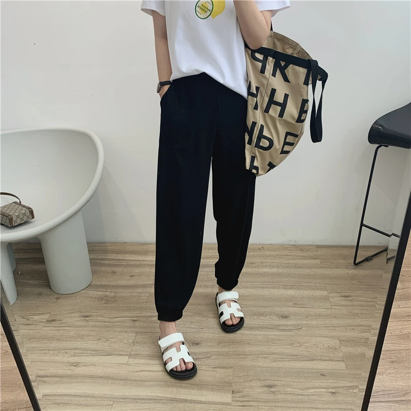 

Летние свободные брюки-харлан с эффектом похудения, женские, с эластичным поясом, из молочного шелка, с асимметричной текстурой, повседневные, от комаров