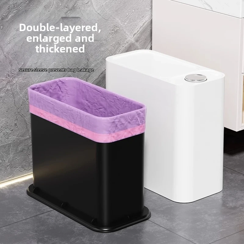 

Odor Proof Trash Can with One-Touch Modern Design Durable Plastic Bathroom Kitchen Bin Space Saving Leakproof