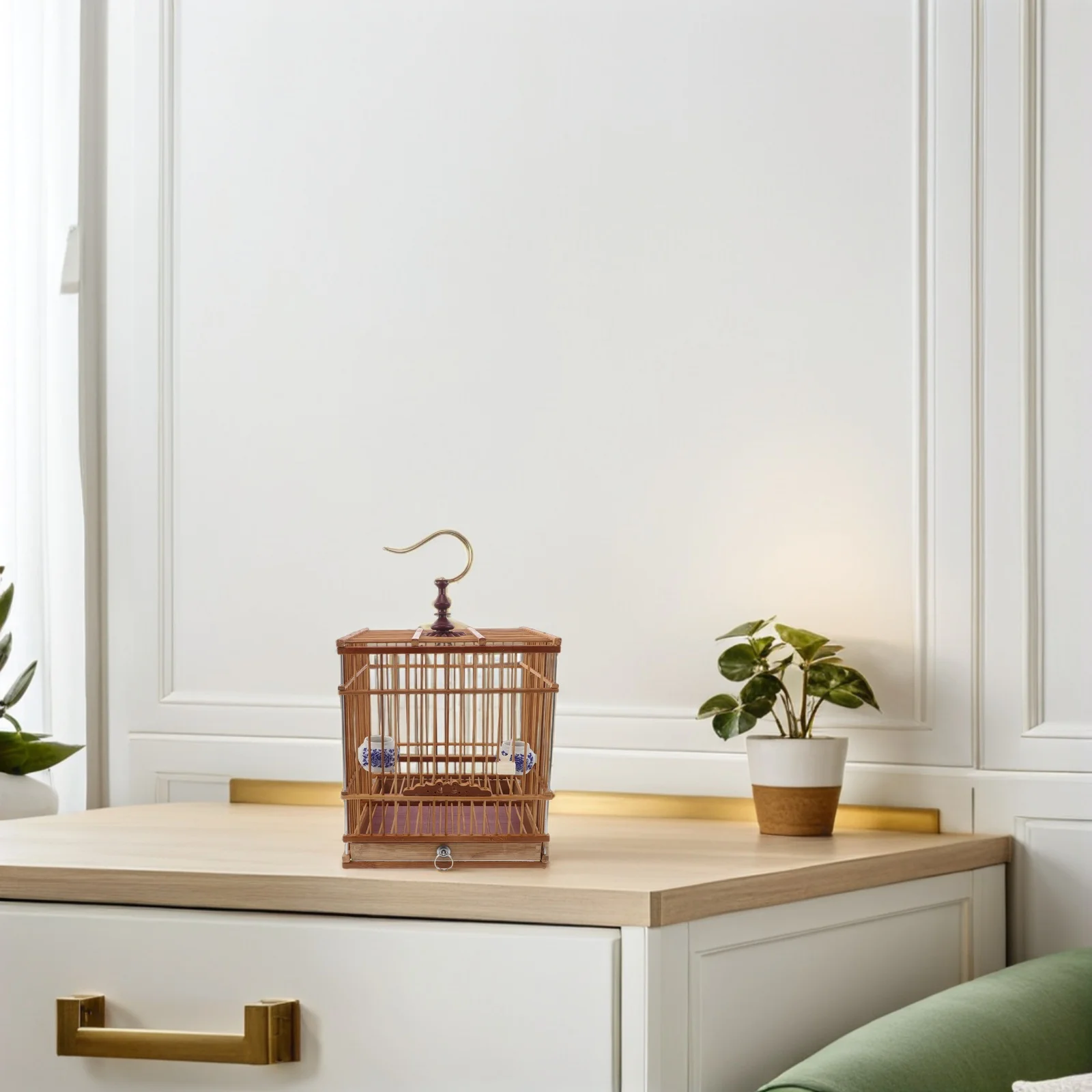 

Bamboo Bird Cage Carbonized Finish Rectangular For Goldfinches Zosterops Small Birds Indoor Balcony Garden Decor Vintage