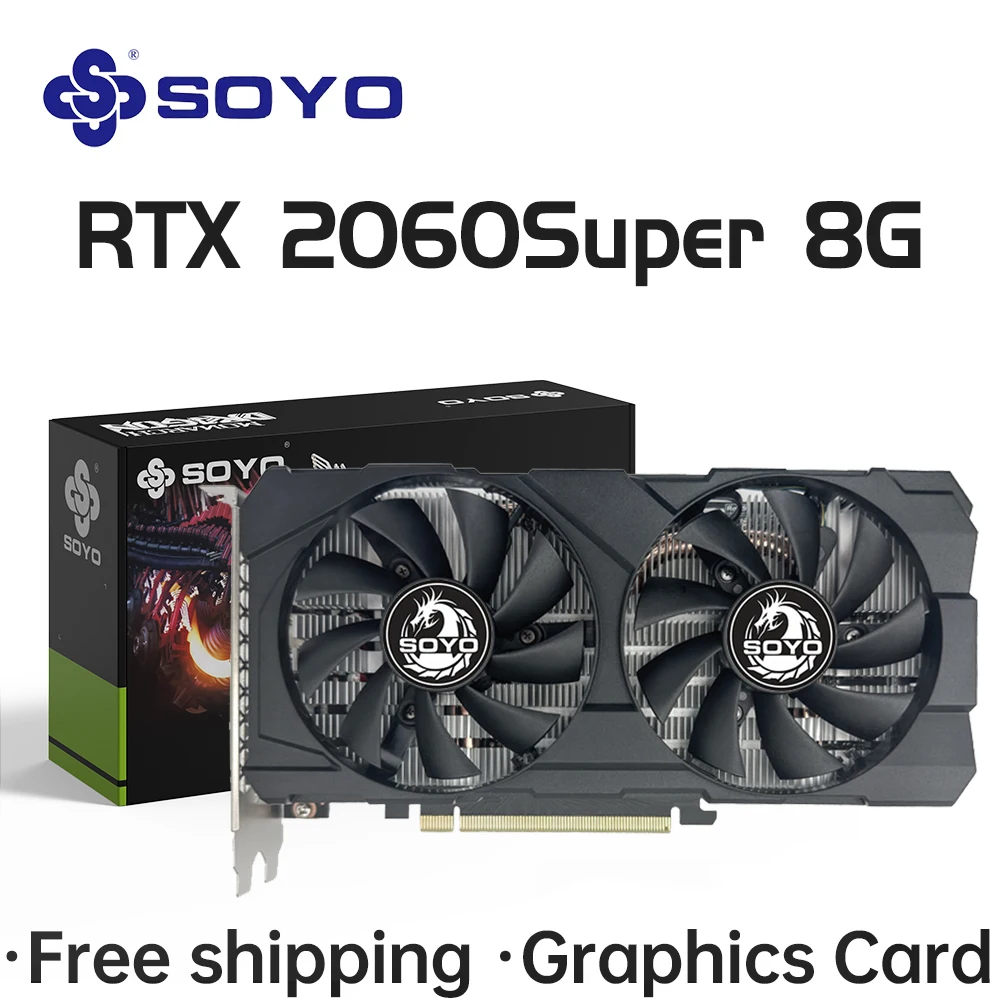 SOYO Graphics Cards NVIDIA GeForce RTX2060 SUPER 8G GDDR6 PCIE3.0x16 Gaming Video Card for Desktop PC Computer Components