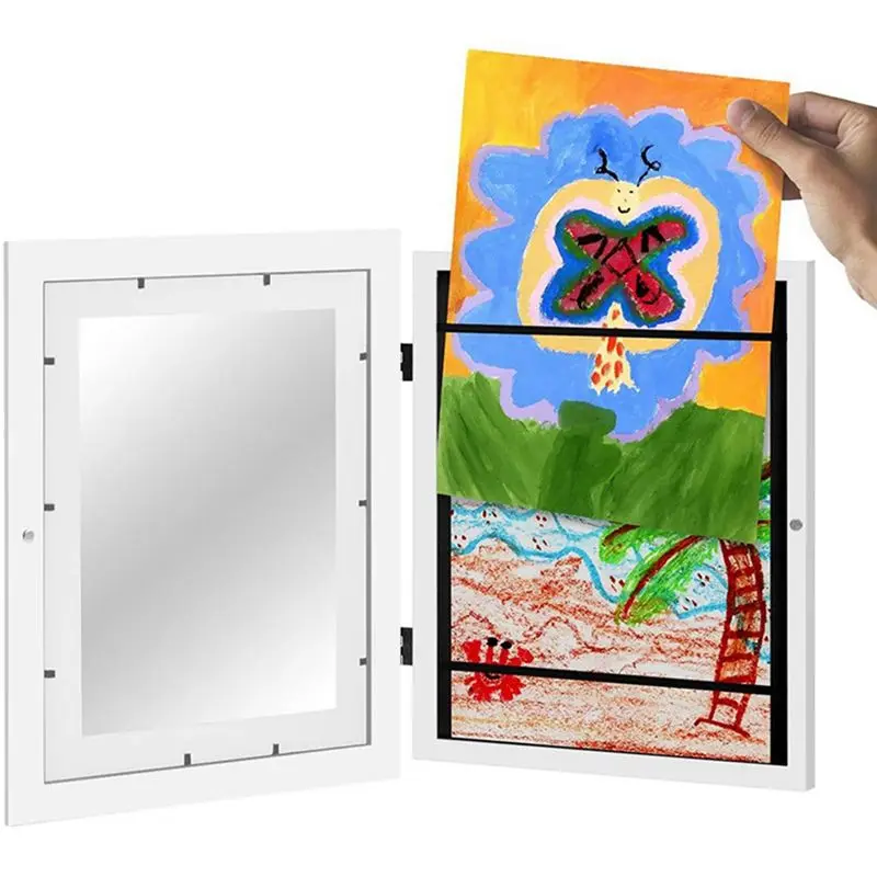 A25I Framework in Composite Wood Mat 10X12.5 Kids Art Frames Horizontal and Vertical Formats(White)