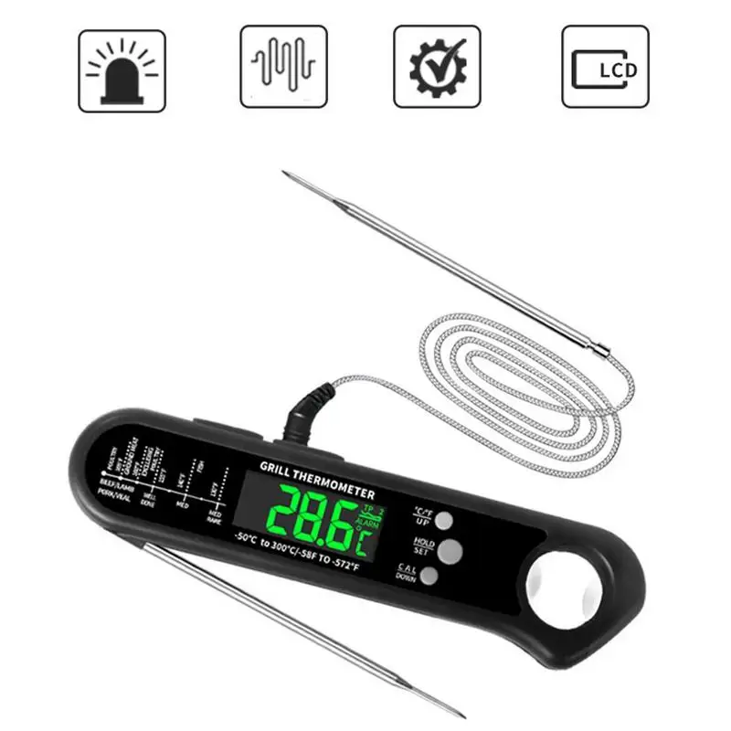 Waterproof Digital Backlight Folding Barbecue Kitchen Cooking Instant Readin Meat Thermometer Kitchen Tools