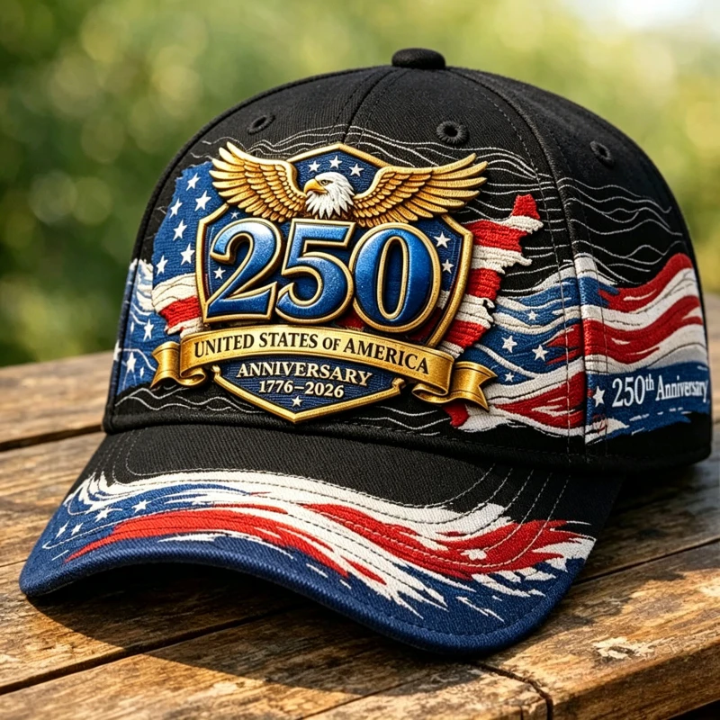 Iconic USA 250th Anniversary Headwear (1776-2026) - Adjustable Eagle & Flag Themed Patriotic Suitable for Commemorative