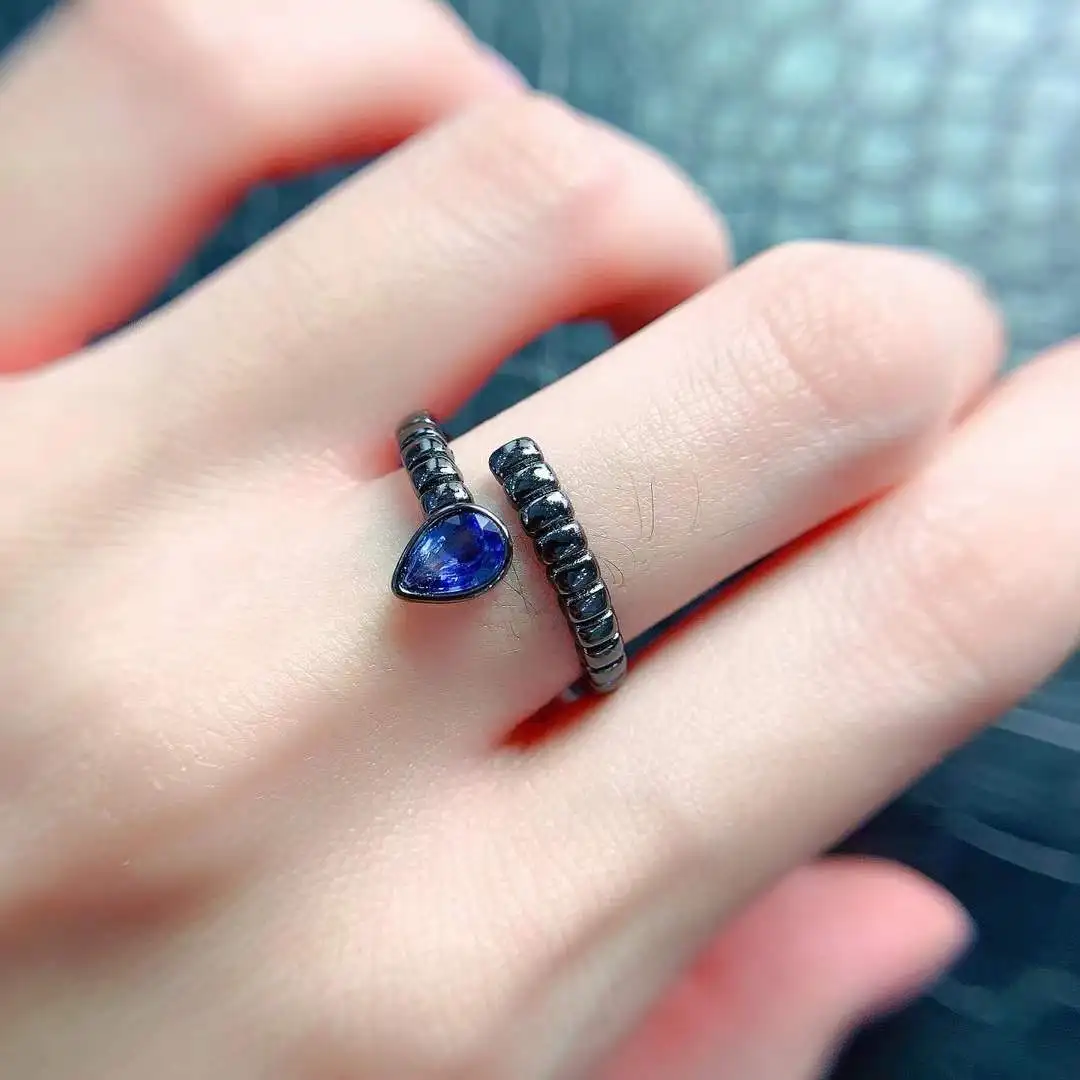 

Hot Sale 100% Natural and Real Sapphire Ring 925 Sterling Silver Trendy Women ring