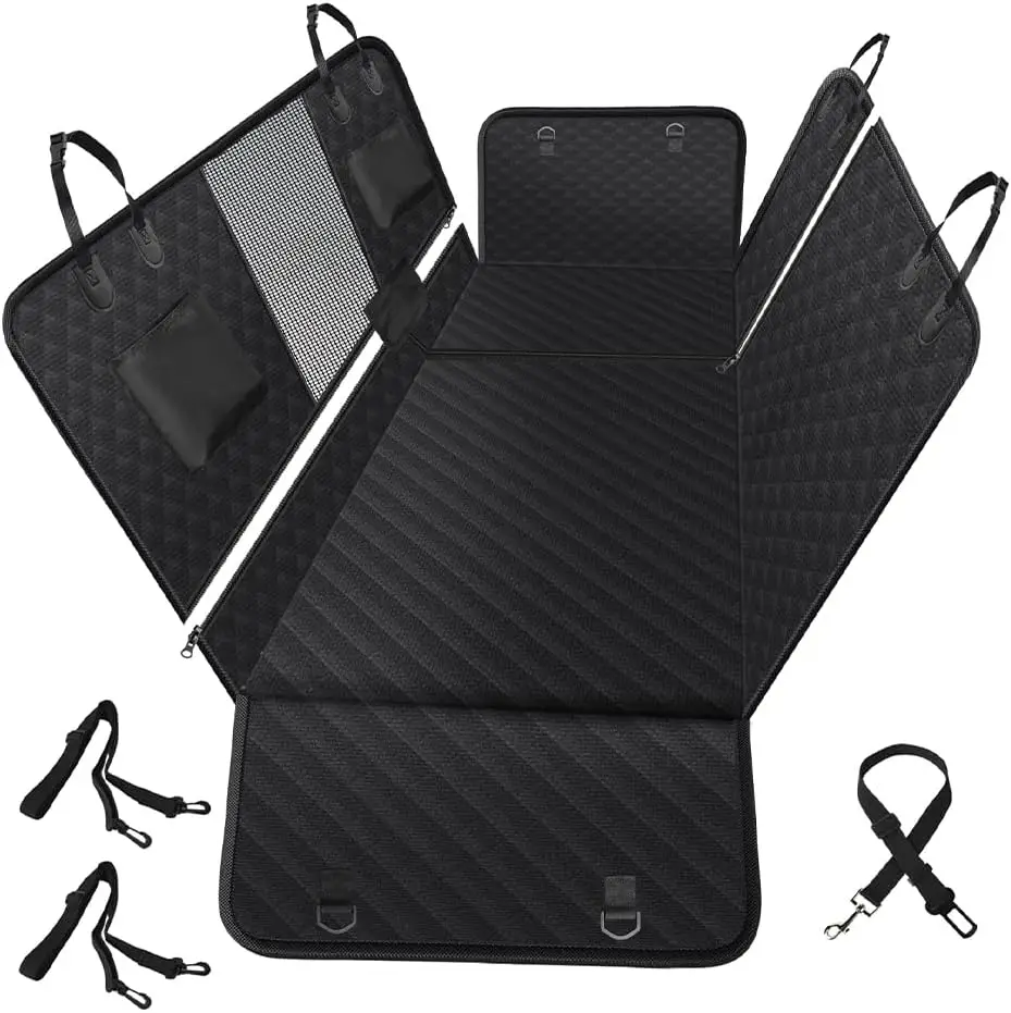 

Чехол на автомобильное сиденье 6 в 1, разделенный на заднее сиденье 60/40, 100% водонепроницаемый с сетчатым окном, защита от царапин, противоскользящий гамак для собак