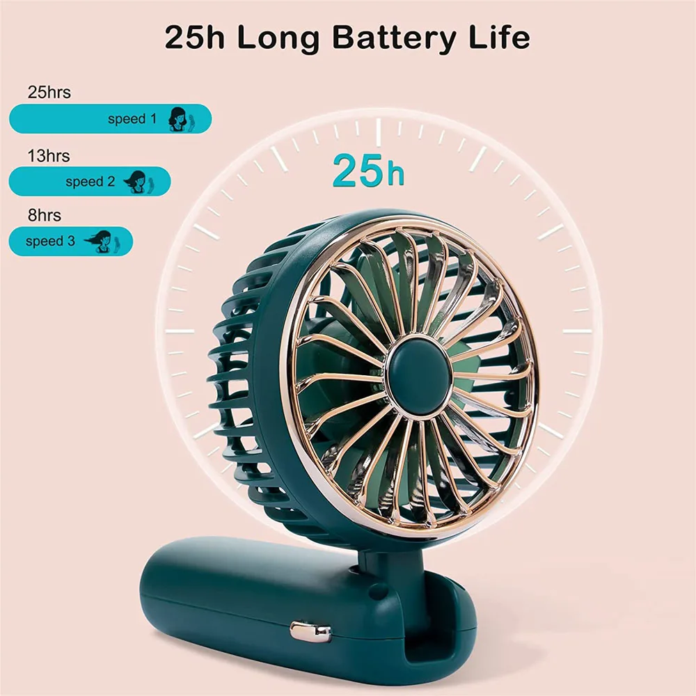 Personal Handheld Mini Fan Portable Wearable Hanging Small Neck Cooling Fans Battery Operated USB Rechargeable