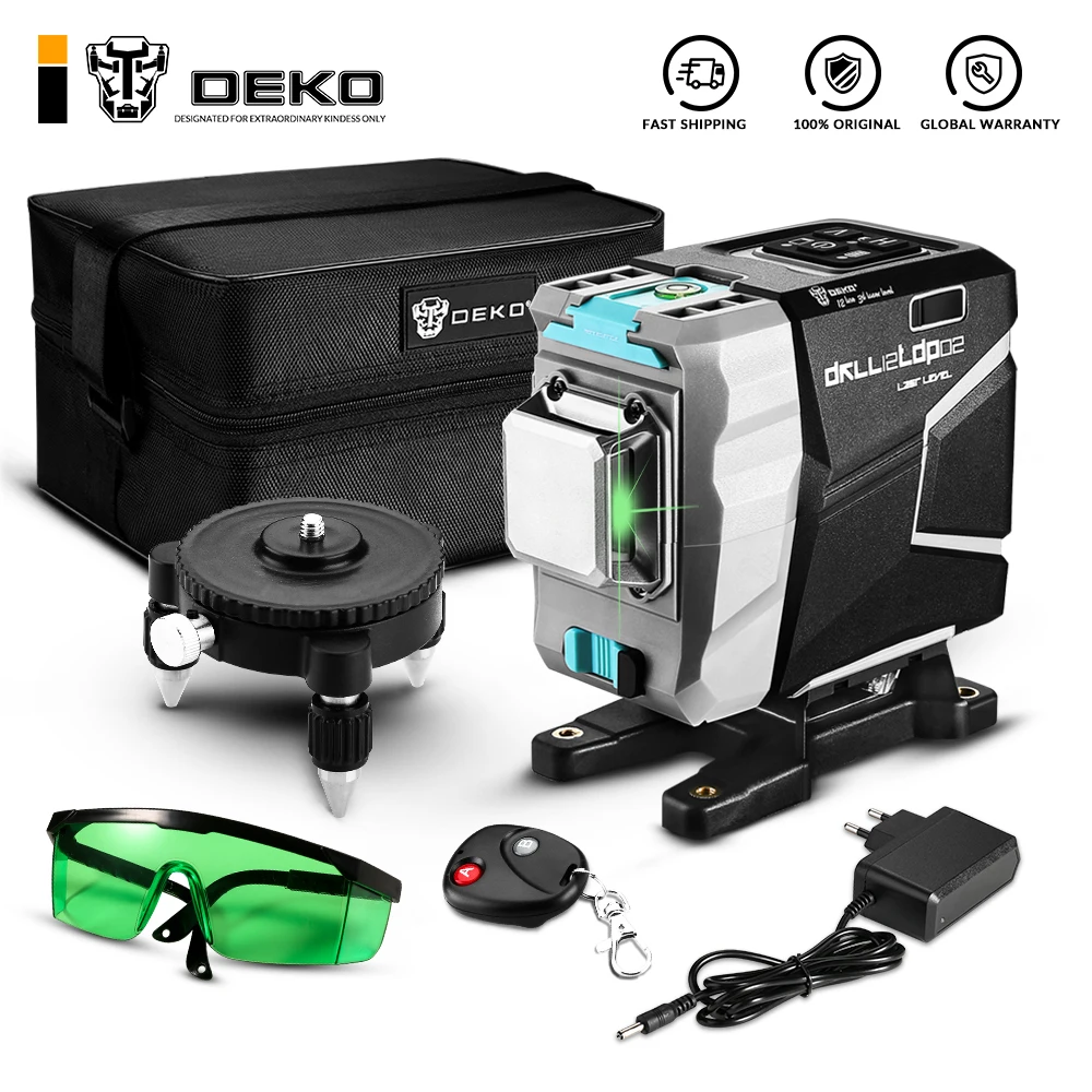 

3.7V 3X360 GREEN LASER LEVEL AUTO SELF-LEVELING HIGH-PRECISION HORIZONTAL&VERTICAL-520NM CONSTRUCTION TOOLS DEKO DKLL12TDP02