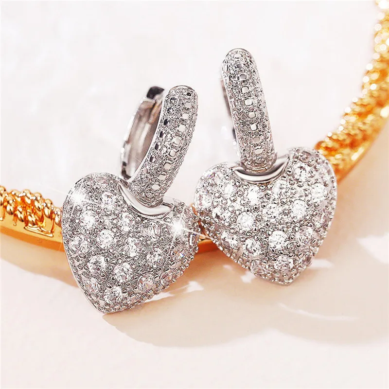 Huitan Trend Frauen baumeln Ohrringe Temperament elegante weibliche Accessoires mit glänzenden cz Hochzeits feier Statement Schmuck
