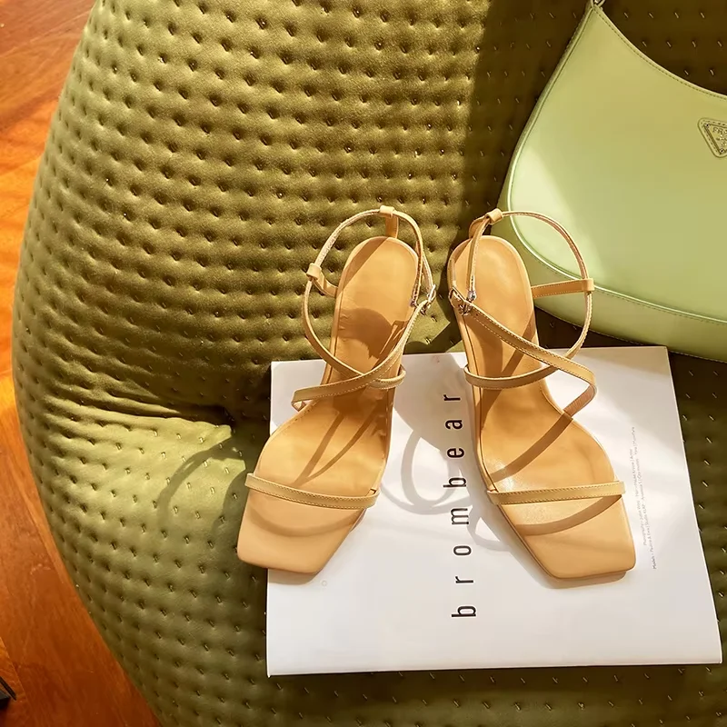Summer Sandals Women’s  Pumps Elegant Narrow Band Shoes French Style Shoes Woman Simple Design Ladies Shoes On Heel 7 CM