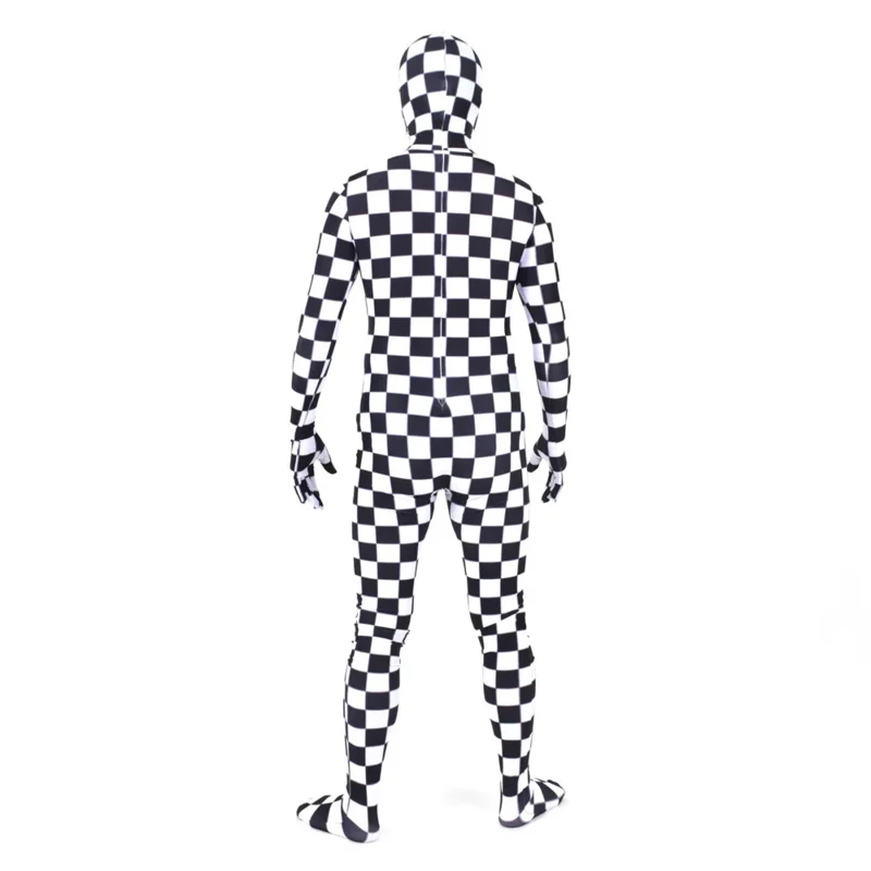 Quadriculado Zentai Cosplay Costume para adultos e crianças, traje de corpo inteiro, Halloween Bodysuit, super-herói