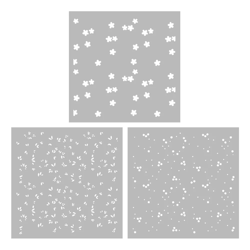 MangoCraft 3PCs 봄 피는 꽃 플라스틱 스텐실 장식 DIY Scrapbooking 용품 카드 앨범에 대한 배경 스텐실