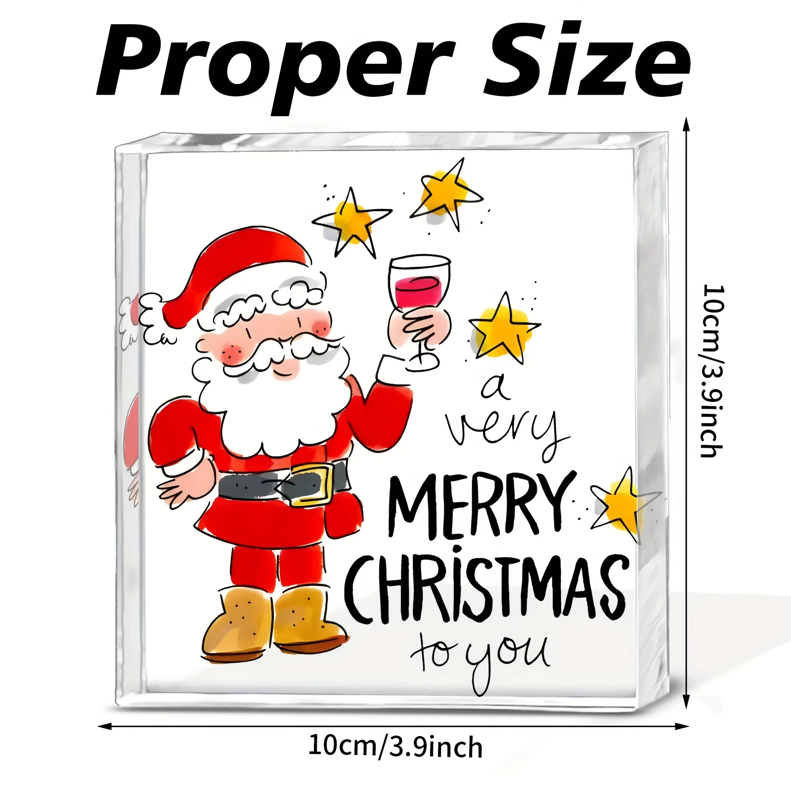 CIFBUY Acrylic Plaque 2D Flat Modern Santa Claus Square Desk Decor Merry Christmas Holiday Gift For Family Friends Boss Employee