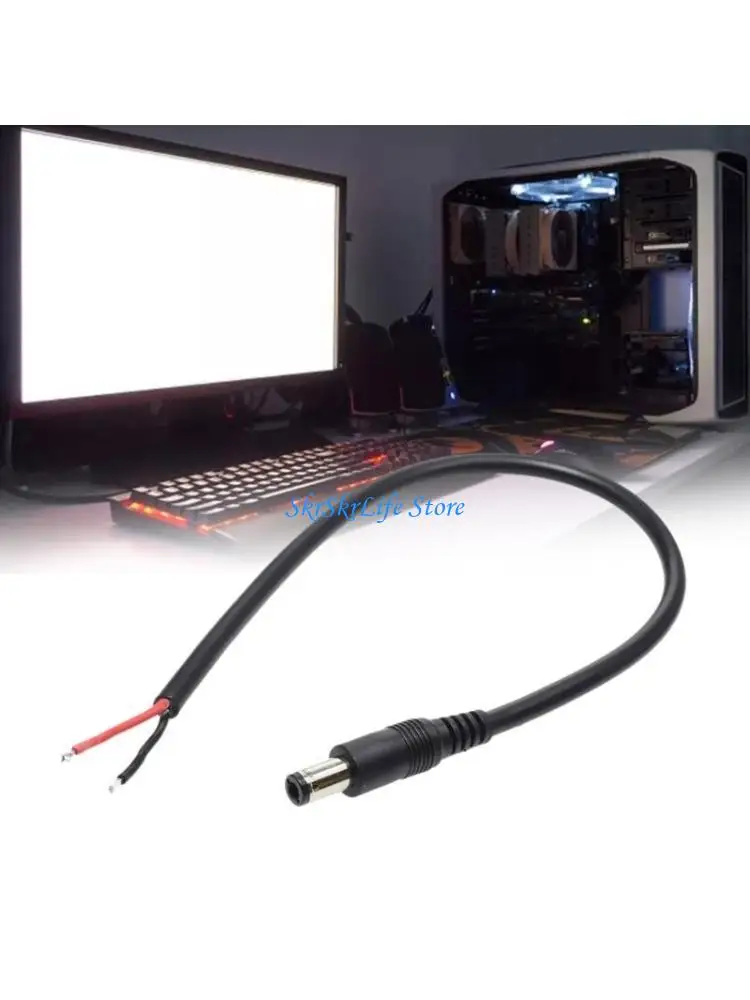 E65E DC6330 Power Pigtails Cable, 6.3mmx3.0mm Male Plug to 2 Pin Bare Wire Open End