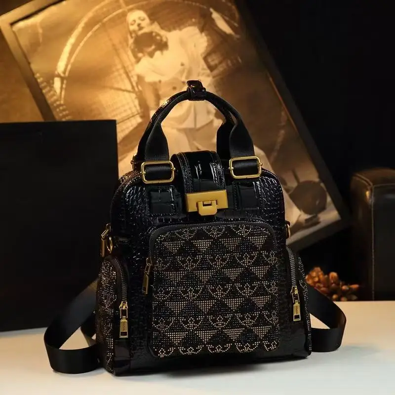 高級デザイナー真新しい高品質牛革バックパック女性のファッション大容量ハンドビルショルダー多機能バッグ