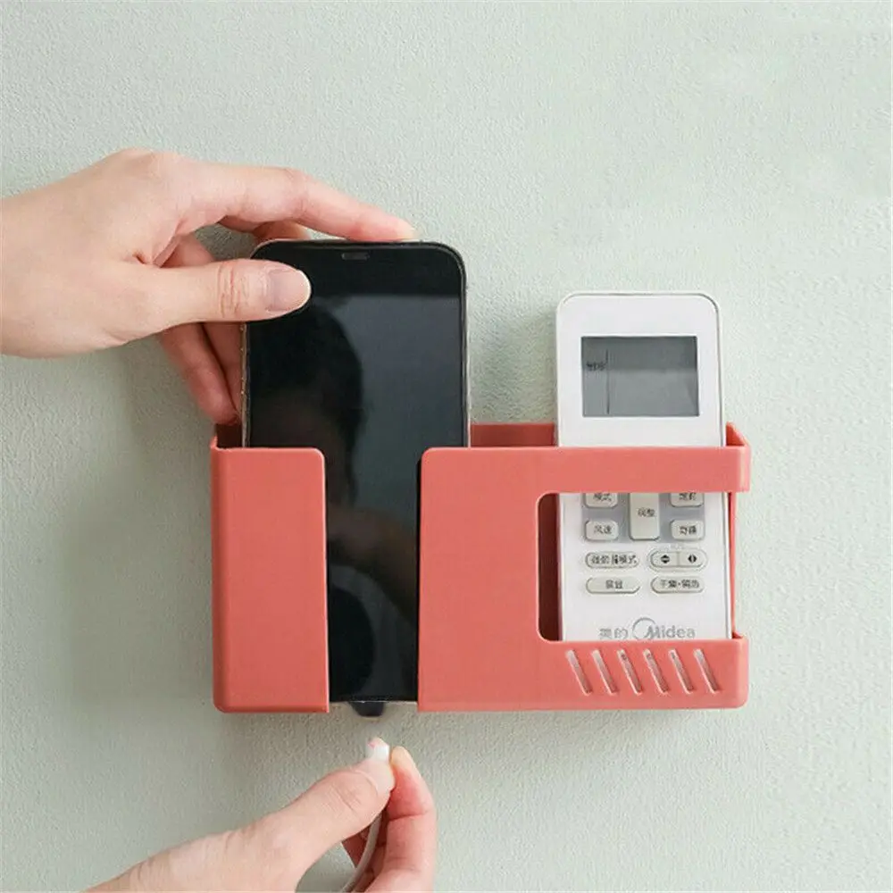Wall-Mounted Remote Control Storage Box Rack Non-Punching For Tv Air Conditioning Mobile Phone Charging Organizer Storage Rack