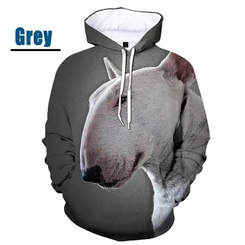 Lustige Bullterrier Muster Hoodies Modetrend Langarm süße Hunde 3d gedruckt Pullover Herren Frühling Herbst lose lässig Hoody