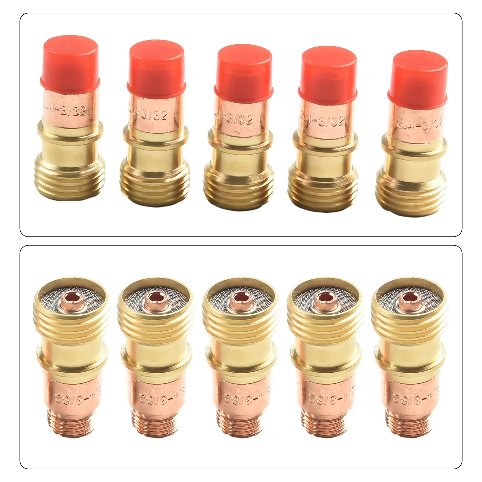 5 Pcs TIG 17GL Collet Body Gas Lens Lenz Connector With Grid For PTA DB SR WP-17/18/26 Welding Gunss Welding Accessories Tools