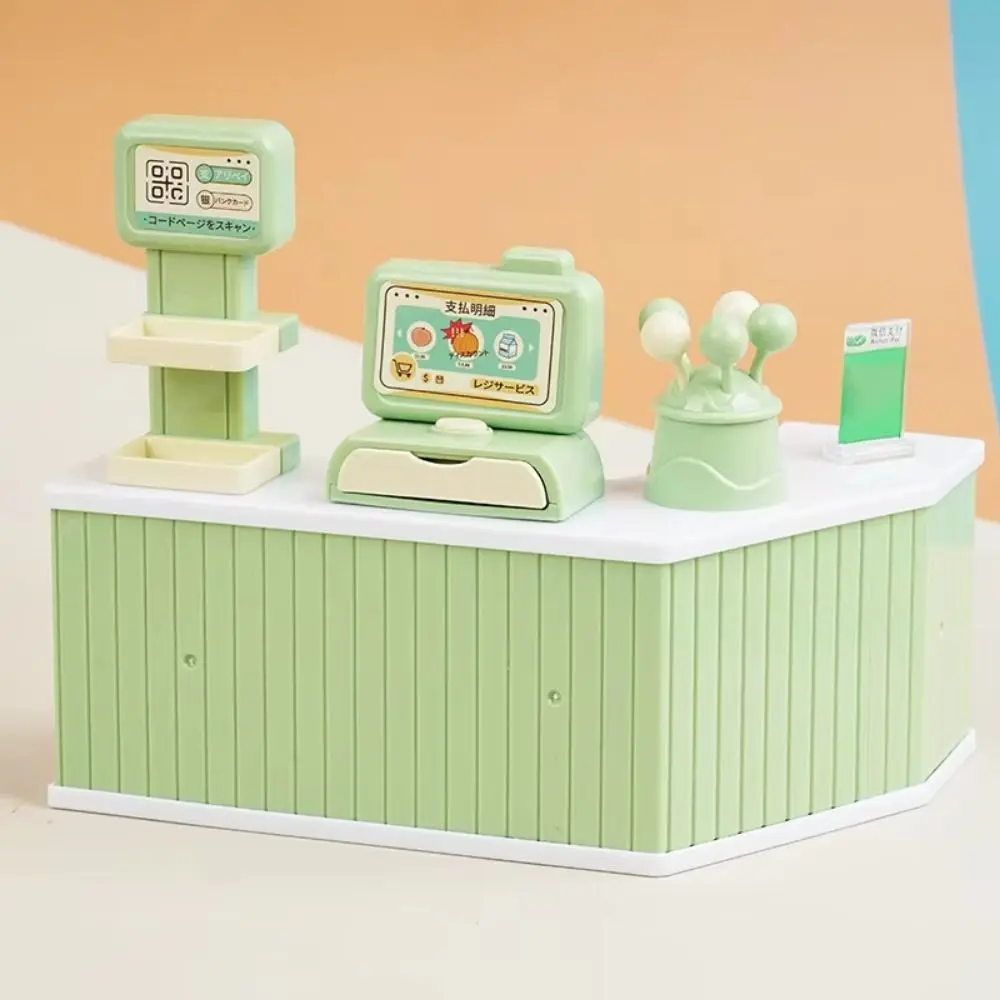 Cash Register Dollhouse Miniature Cashier Checkout Lollipop Snack Rack Mini Cashier Counter Toys Simulation Reusable