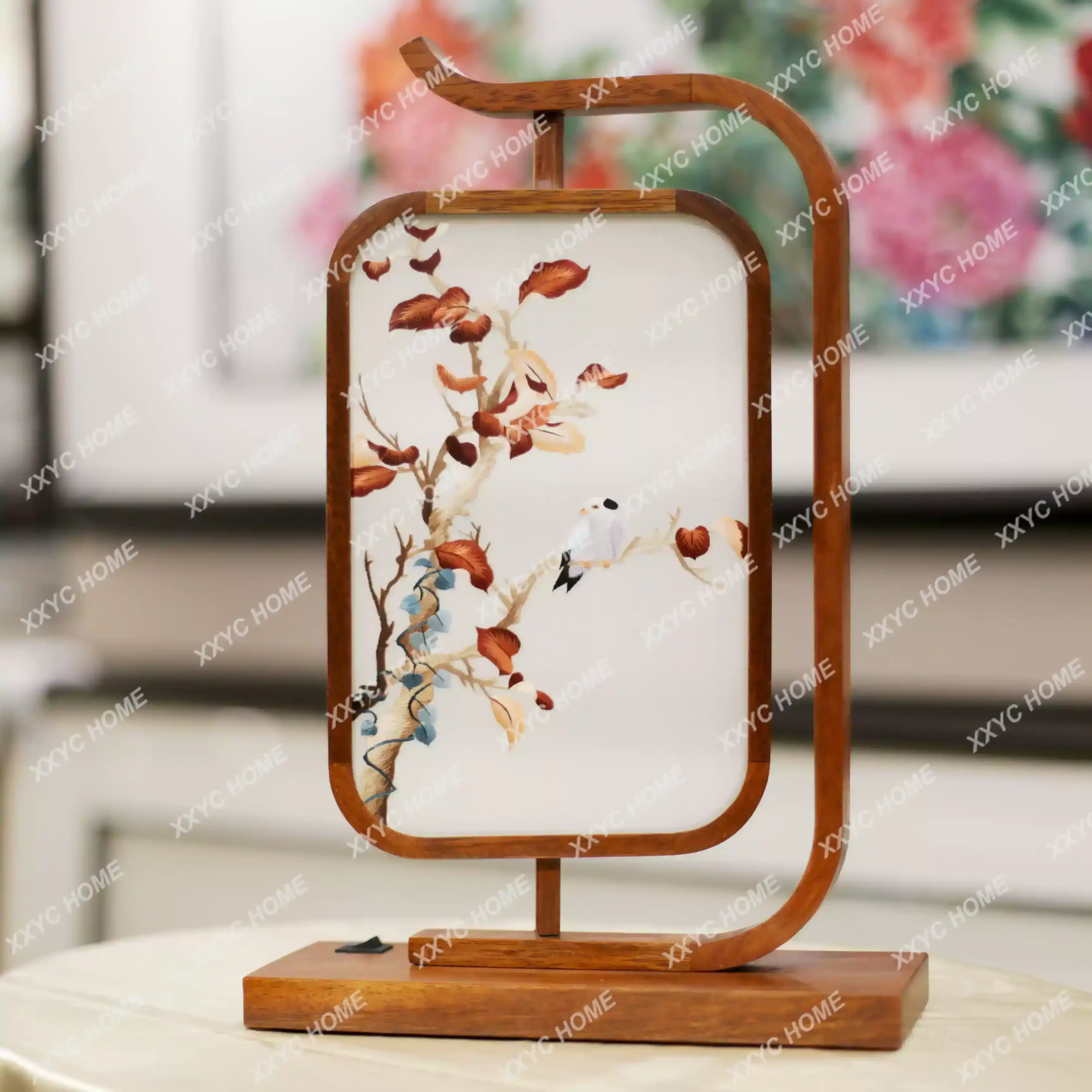 L ornament double-sided embroidery handmade creative characteristic home gift Suzhou embroidery rosewood